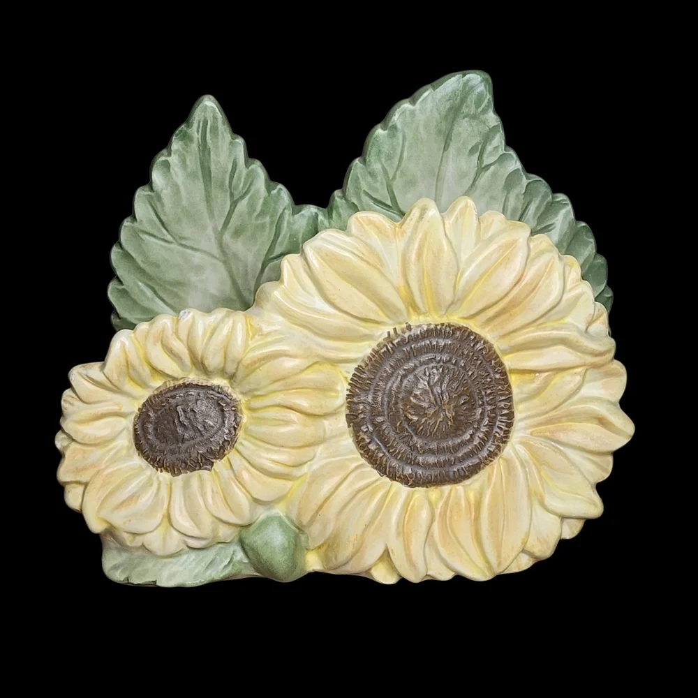 Fitz and Floyd Napkin Letter Holder Sunflowers Spring Summer Vintage 80s 5